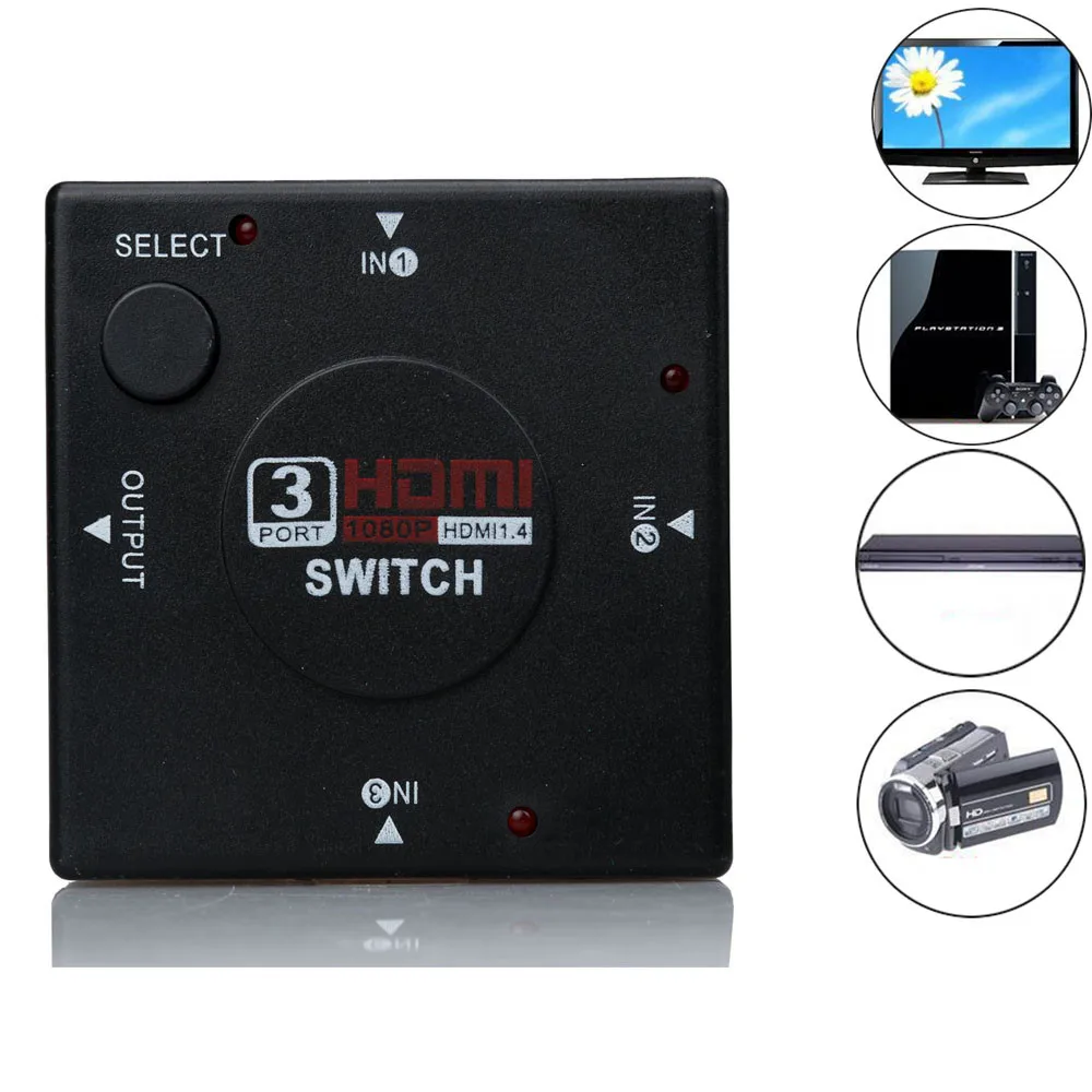 Full HD 1080P Mini 3พอร์ตHDMIv1.3พอร์ตHDMI Switch Switcherวิดีโอ