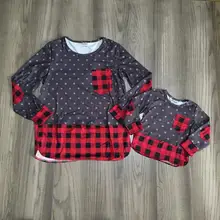 Весенне-зимний хлопковый топ с длинными рукавами для маленьких девочек, футболка детская серая клетчатая одежда с длинными рукавами и карманом
