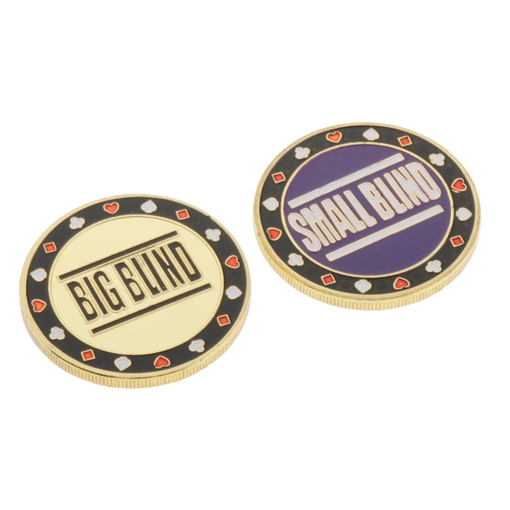 2pcs Metal Dealer Button Chips Blind Big/Small Texas Holdem Game Parts