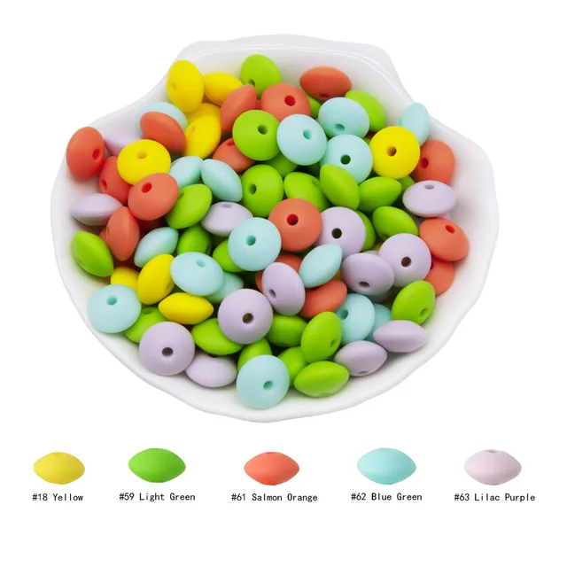 Cute-Idea 20Pcs Silicone Lentil Beads 12MM Baby Abacus Teething Beads BPA Free Newborn Baby Rodent Pacifier Chain Toy Baby goods K