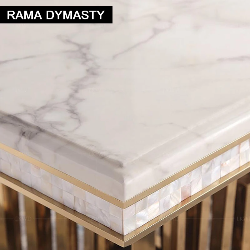 Marble Dining Table Rama Dymasty stainless steel Dining Room Home Furniture modern marble dining table rectangle table