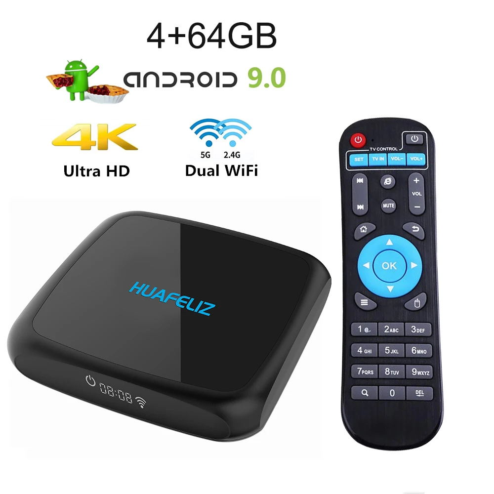 

U9 Smart Android TV box 4K Android 9.0 RK3318 4GB 64GB HDMI USB 3.0 2.4GHz 5G Dual WIFI 3D HDR media player PK X96 MAX