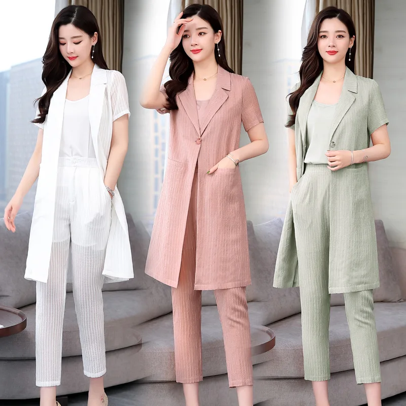 

Early Spring New Style WOMEN'S Dress Western Style Two-Piece Pants Fashion Capri Pants Skinny Pants Suit WOMEN'S Suit Korean-sty