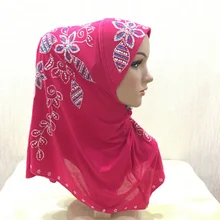 

Rhinestones Jersey Muslim Long Scarf Islamic Hats Turban Hijab Headscarf Shawl Arabic Rectangular Headwrap Headwear