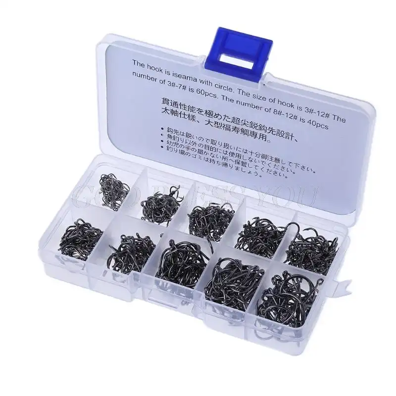 500pcs 10 размеров Ассорти заточенный для рыбалки рыболовные Крючки приманки с