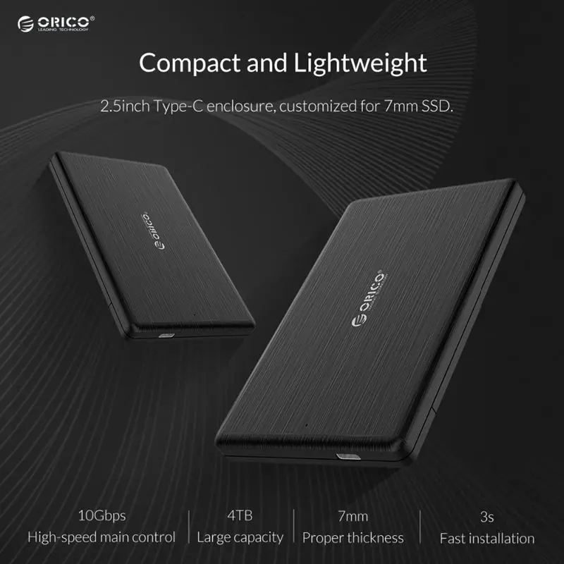 Orico 2578C3-G2 2,5 дюймов Sata к Usb3.1 Gen2 Корпус внешнего жесткого диска корпус type-C Ssd/sata-адаптер для жестких дисков поддержка 7 мм Uas