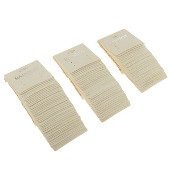 

100Pcs 2Pair Holes Plastic PVC Earrings Ear Studs Display Organizer Holder Hang Cards Beige for Jewelry 60x51mm