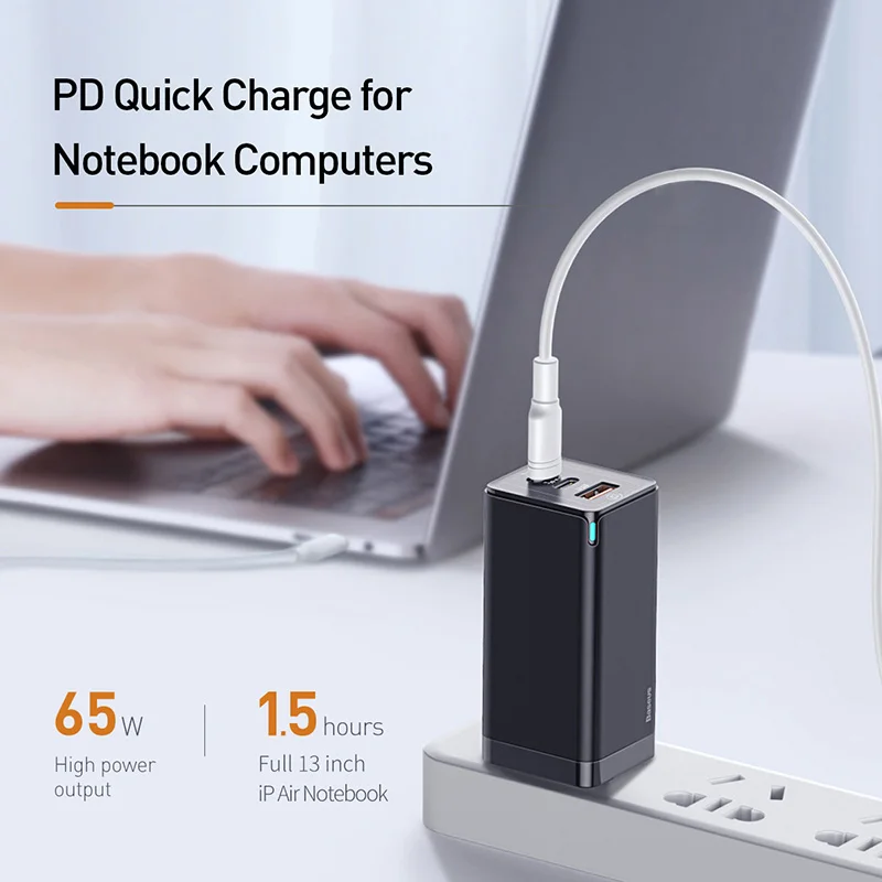 Baseus 65W GaN USB Fast Charger Quick Charge 3.0 For iPhone 11 PD3.0 US Plug Support FCP AFC SCP QC 3.0 For Samsung S10 Xiaomi