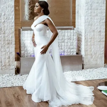 

2020 Beach Wedding Dresses with Ribbon One Shoulder Summer Holiday Greek Goddess Mermaid Bride Dress vestidos de novia