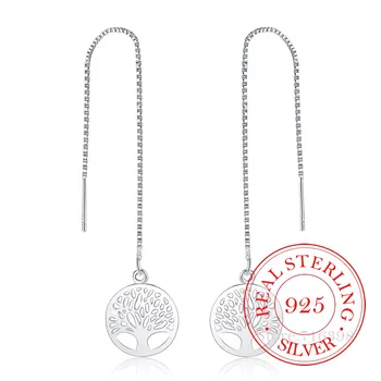 

925 Sterling Silver Earring Korean Long Tassel Vintage Tree Of Life Dangle Earrings For Women 2020 Engagement Wedding Jewelry