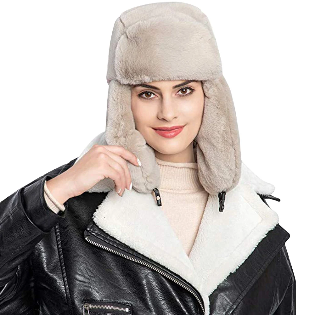 Khaki Women Warm Earmuffs Winter Camping Dome Hiking Hats Practical Skiing Windproof Outdoor Sports Warm Plush Cap - Цвет: Khaki