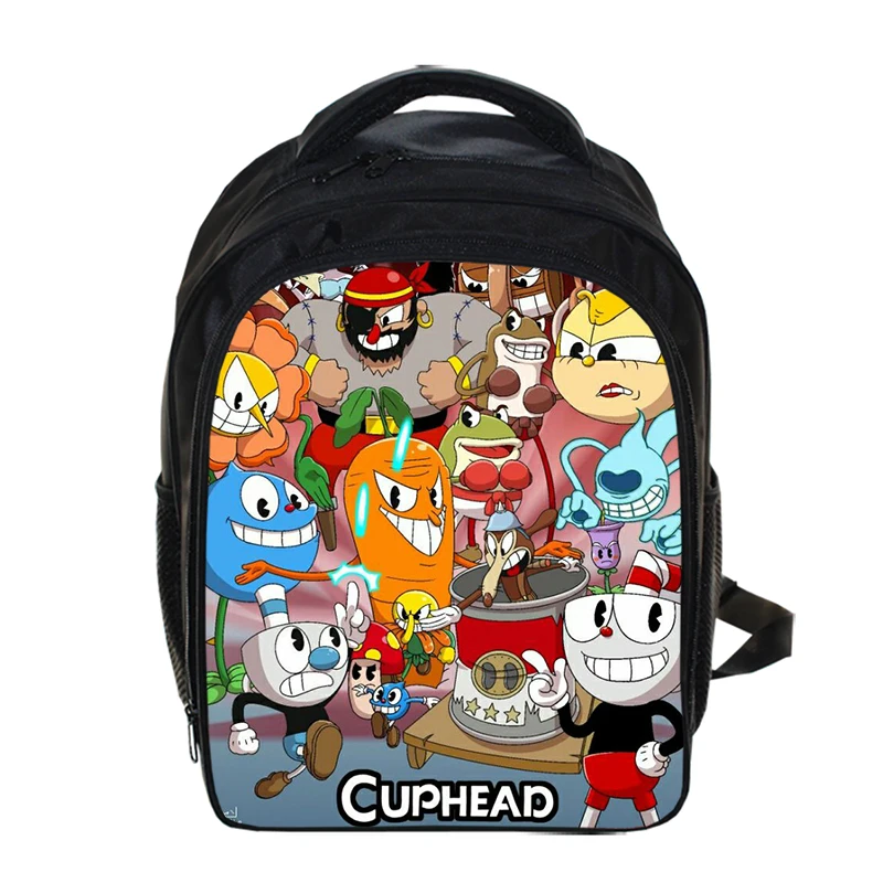 

13 Inch Cuphead Mugman Backpack Cartoon Kindergarten Backpacks Boys Girls Children School Bags Kids Book Bag Gift