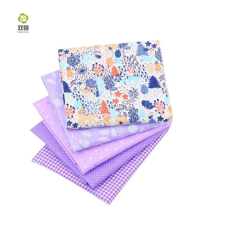 New Purple Floral Patchwork Cotton Fabric Fat Quarter Bundles Needlework Textile Sewing Fabric For Bags Clothes 40*50cm A2-5-2