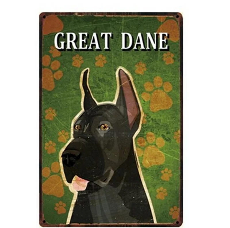 Мопс металлический знак Оловянная собака питбуль бык собака большой датчанин плакат с боксером домашний Декор Бар настенная живопись 20*30 см размер картины - Цвет: 63