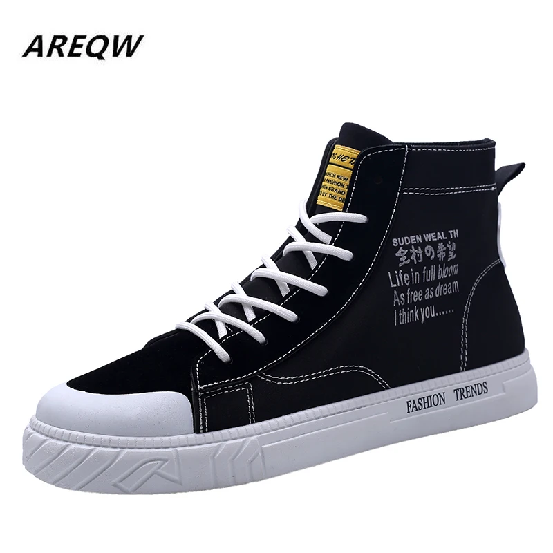 2019 Men's Fashion Hot Canvas Shoes High To Help Breathable Comfortable Rubber Non-slip Wear-resistant Sneakers | Обувь