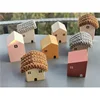 Kids Wooden Toy Color Nordic Buiding House Stacking Crochet House Blocks Hedgechog Unpaint Wooden Trees  Montessori Toy ► Photo 3/6