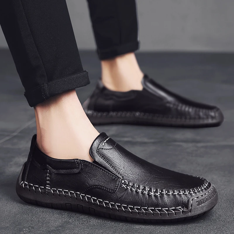 Mens Fashion Soft Leather Soles Drive Loafers Casual Wear Boat Moccasins CHENDX Shoes