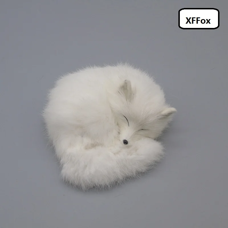 

cute real life sleeping fox model plastic&furs simulation white fox doll gift about 14x5cm xf1718