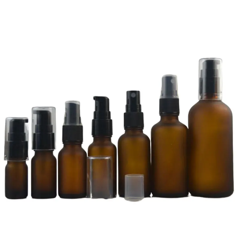 

Brown Exquisite Lotion Pump Bottle 5 10 15 20ml Refillable Skin Care Matte Spray Bottle Travel Storage Vials 30 50 100ml10pcs