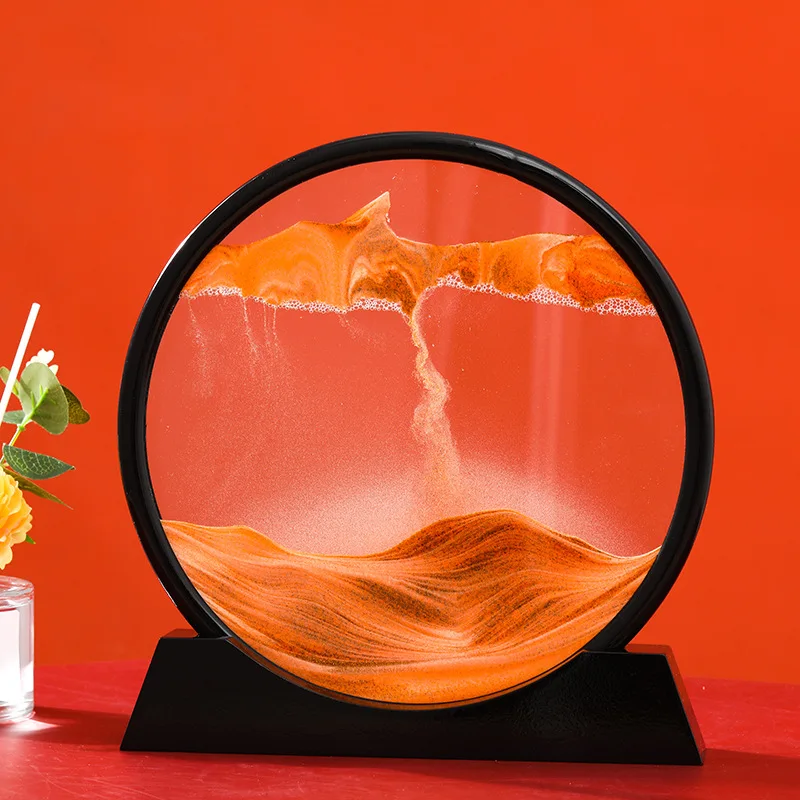 Moving Sand Art Picture Round Glass 3D Deep Sea Sandscape In Motion Display Flowing Sand Frame Sand Painting 