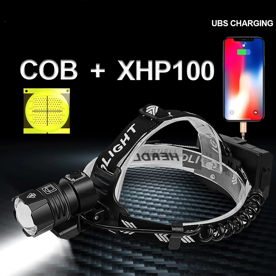 XHP100 Most powerful led headlamp Rechargeable led headlight 18650 usb