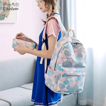 

New Schoolbag Girl's Printed Backpack Simple Cloth Bag