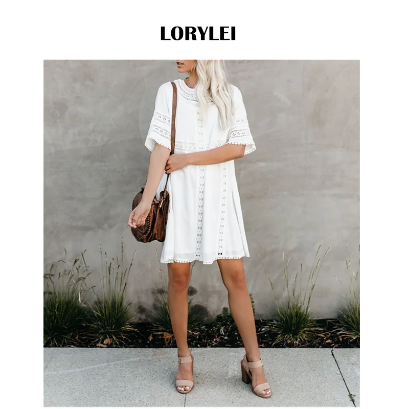 

Tunic Cover-ups 2019 White Cotton Tunic Beach Mini Dress Summer Women Beachwear Sexy V-Neck Button Front Swimsuit Cover Up N907