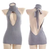 2024 Fashion Sexy Women Backless Virgin Killer Sweater Turtleneck Open Chest Hollow Knitted Pullovers Fall Sweaters 5