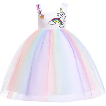 

D0066 Tutu Embroidery Princess Baby Girl Dress 2020 Spring Party Wedding Easter Day Kid Dress For Girl Wholesale Child Clothes