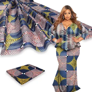 

Hot sale african fabric organza fabric ankara fabric african wax print fabric 2+4yard organza ribbon silk for party dress B2-D11