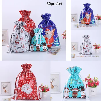 

30pcs Gift bag Drawstring Christmas Candy Bag Supplies Candy Favor Pouch Bag