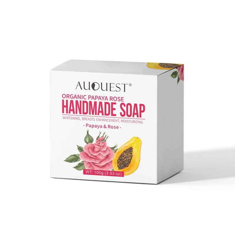 Натуральный AuQuest органический папайя Розовое Мыло ручной работы для разглаживания кожи отбеливающий витамин увлажняющий уход за кожей