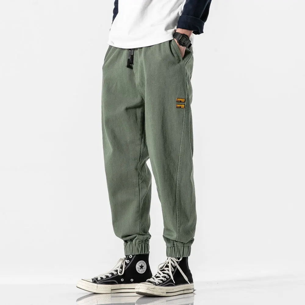 

City Where the Product 2020 Spring Men Labeling Decoration Solid Color Simple Casual Pants Trousers