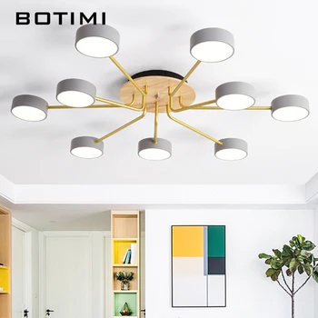 

BOTIMI Modern LED Ceiling Lights For Living Room Creative Surface Mounted Luminaries Nordic Wooden Bedroom Light Fixtures