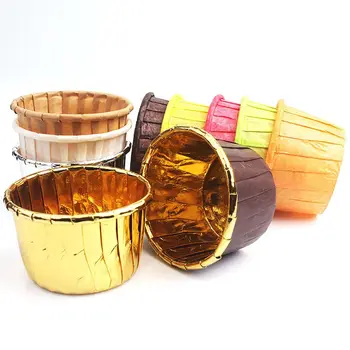

50 Disposable Cake Muffin Paper Cup Golden Cake Wrapping Paper Mold Round Baking Decoration Tools Cupcake Mold Christmas