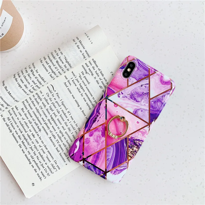 FLYKYLIN Ring Stand Case For iphone 11 Pro Max X XS XR 7 8 Plus 6S SE 2 Cover For Huawei P30 Pro P20 Lite Silicon Marble Coque case iphone 6
