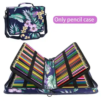 

Pencil Case Large Capacity Organizer Portable Adults Nylon 160 Elastic Slots Flowers Pattern Multi Layer Artist Stationary