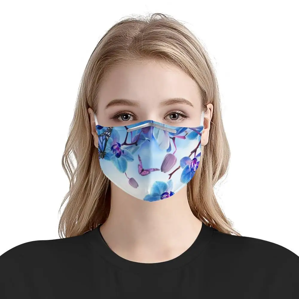 

Custom Pattern Pretty butterfly Reusable Mouth Face Cover Comfortable Anti-Dust Anti-saliva Anti Infection Filter Windproof