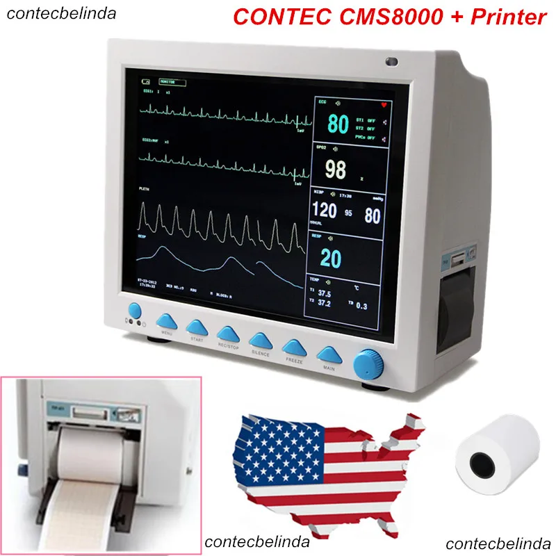 Пульты управления по санитарному надзору за качеством пищевых продуктов и медикаментов CMS8000 жизненно важных функций ICU CCU монитор пациента, с принтером 7-параметры Заводская распродажа