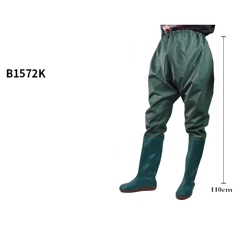 Outdoor Waterproof Fishing Breathable Elastic Waist Wading Pants Nonslip  Rubber Boots Men Women Wader Shoes Hunting Trousers