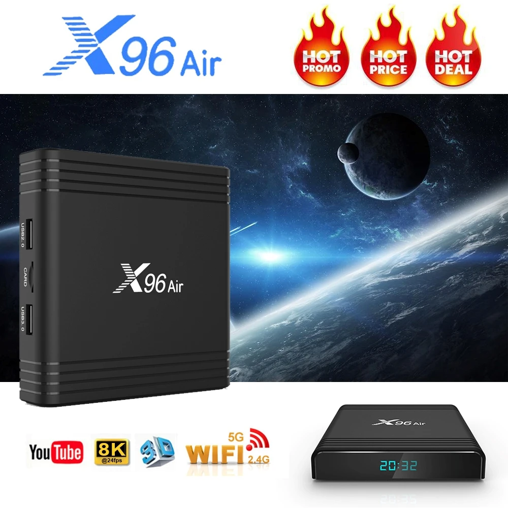 X96 Air Smart tv Box Android 9 0 Amlogic S905X3 4 Гб 64 поддерживает двойной Wi-Fi Bluetooth HDMI2.1 4K приложения