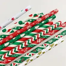 25 шт. одноразовые бумажные соломинки с принтом в виде рождественской елки в горошек, рождественские украшения для дома, вечерние украшения на Рождество