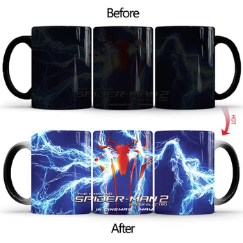 

1Pcs New 350ml Creative Spider Novelty Heat Reveal Cup Heat Changing Color Mug Magic Coffee Milk Tea Cup Gift for Family Friends