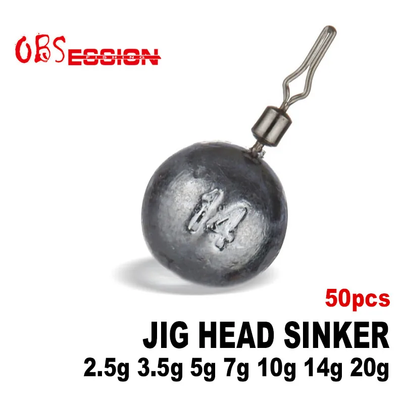 

OBSESSION 50pcs2.5g 3.5g 5g 7g 10g 14g 20g Round Ball Weight Sinkers For Fishing Drop Shot Accessories Soft Lure Connector Texas