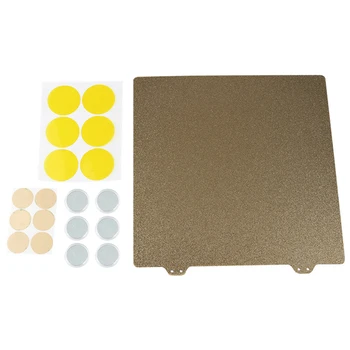 

3D Printer Hot Bed Gold Double Layer Texture Pei Powder 235Mm Steel Plate+6x Magnetic Block for Creality Ender 3,Ender 3 Pro,Cre