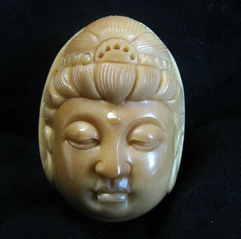 

TN1382 - 1.8" Hand Carved Tagua Nut Netsuke - Kwan-yin Buddha Fairy Mask