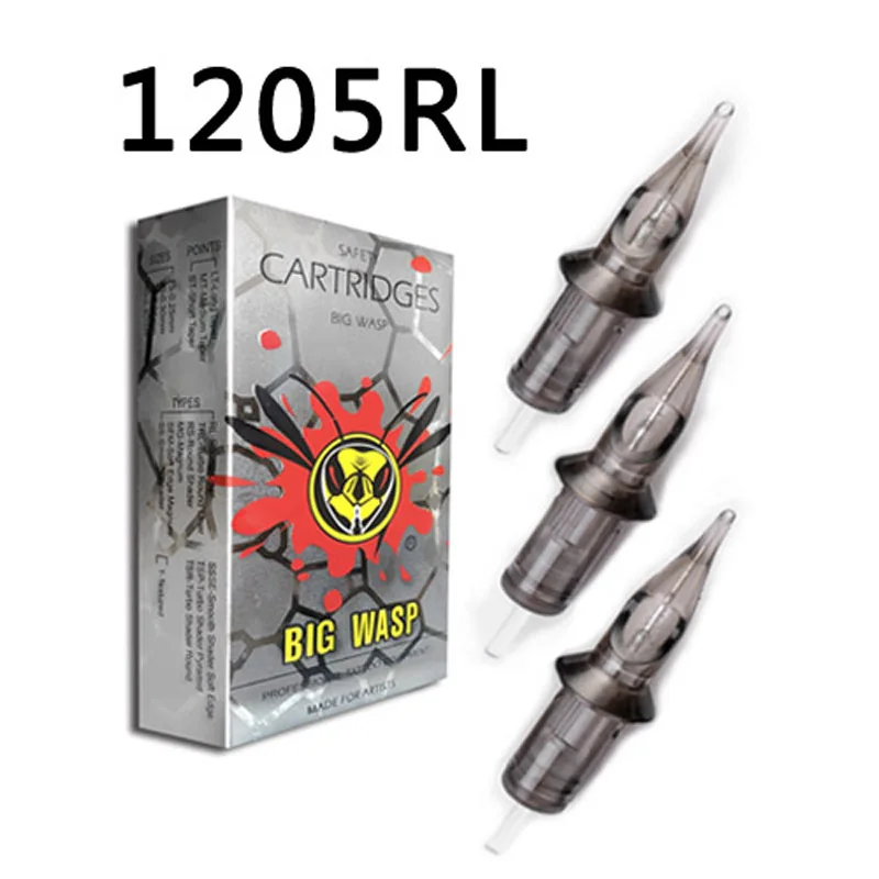 BIGWASP 1205RL иглы татуировки картриджи#12 развивающееся(0,35 мм) круглый вкладыш(05RL) для картриджа татуировки машины и Захваты 20 шт