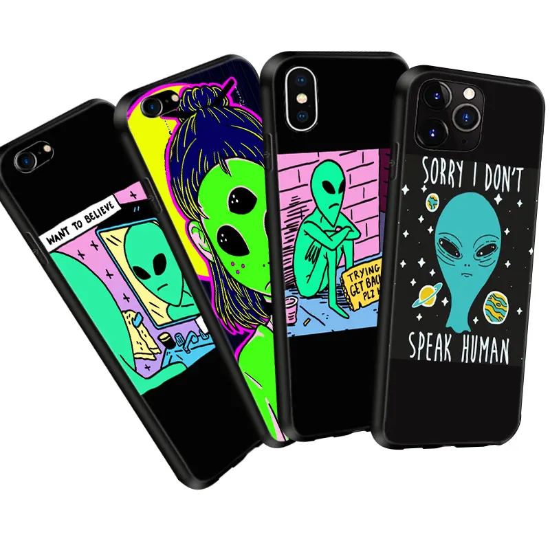 Эстетичный мультяшный чехол с инопланетянином космосом Tumblr для iPhone 11 Pro Max X 5 5S 6 6S