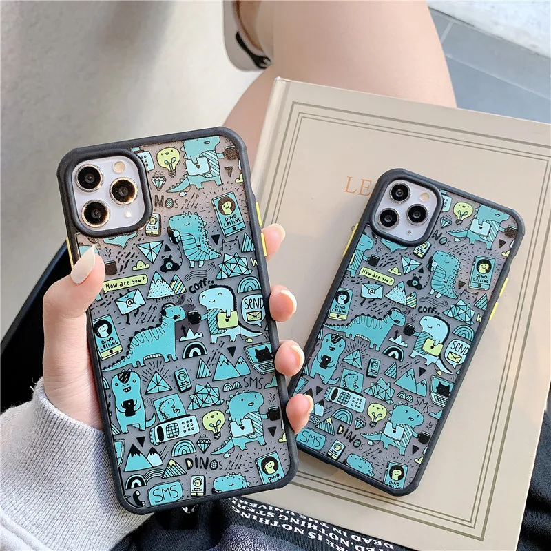 Модный прозрачный чехол для телефона с милым динозавром iphone 11 Pro Max 7 8 plus X XR XS SE 2020