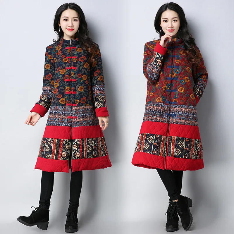 

2017 Autumn And Winter Ethnic-Style Joint Printed Frog zhang mian yi Dk8643